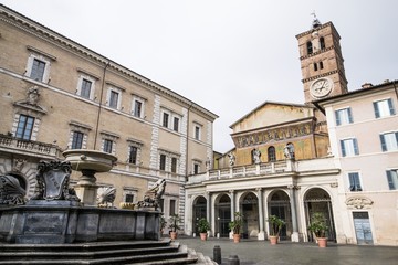 Naklejka na ściany i meble Piazza di Santa Maria in Trastevere - Roma