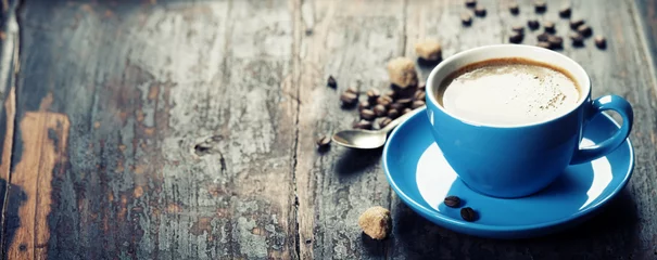 Fotobehang Blauwe koffiekop © Natalia Klenova