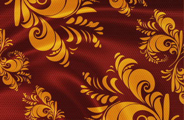 Khokhloma pattern on the fabric