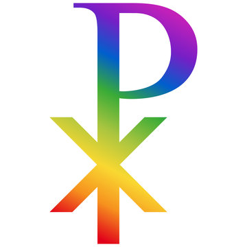 Christusmonogramm, Regenbogenfarben, Vektor, freigestellt