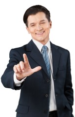 Media. Business man choosing for social media marketing