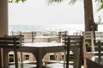 Wood dock White chair and table