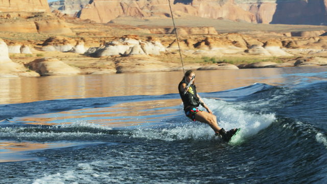 woman wakeboarding