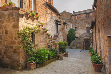 Beautiful corners and streets of the medieval small town in Lazi