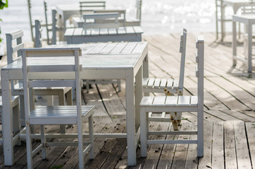 Wood dock White chair and table