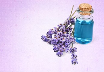 Obraz na płótnie Canvas Aromatherapy Oil. Lavender Bottle
