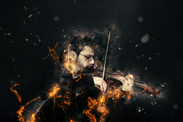 the violinist: Musician playing violin