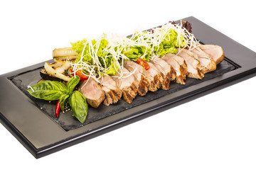 plate of meat and vegetables