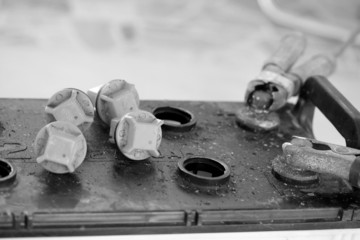 Close up of a engine compartment