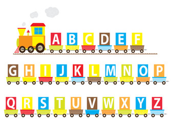 ABC train with English alphabet - vectors for kids