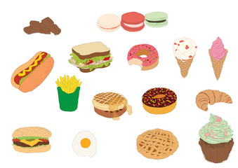 Fast food and deserts collection