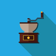 Flat coffee grinder, Vector isolated 