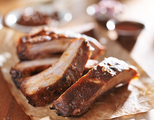 grilled pork spare ribs in barbecue sauce 