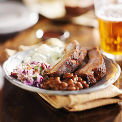 barbecue rib meal with fixings