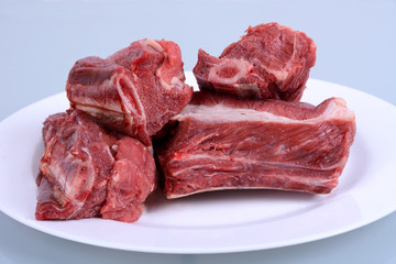 Raw Beef Ribs on Plate
