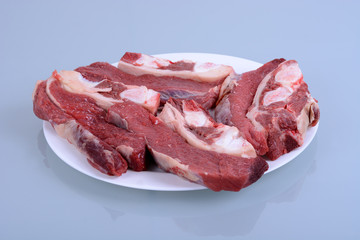 Raw Beef Ribs on Plate
