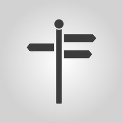 The signpost icon. Pointer symbol. Flat