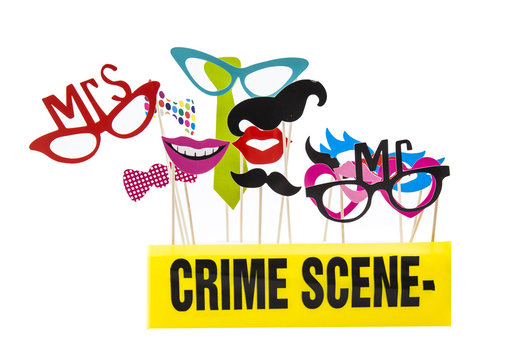 Photo Booth Props on a White Background with Crime Scene Tape