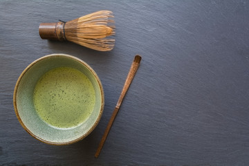 Bowl of Matcha with a Chasen