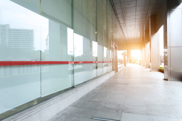 empty pavement of modern building exterior