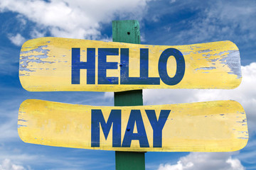 Hello May sign with sky background © gustavofrazao