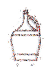 people in the form of a pitcher.