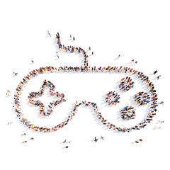 people in the form of a game joystick.