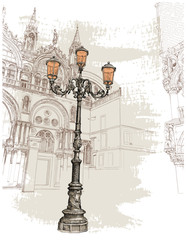 Venice. Lantern on St. Mark's Square 