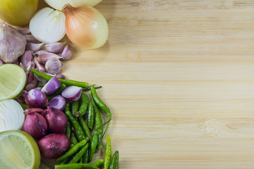 Healthy eating background / vegetables on old wooden table