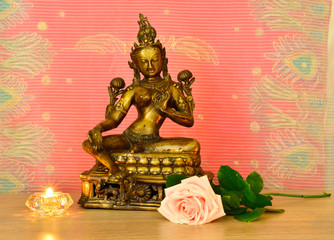 Indian golden statue representig the famous Tantra Samkhya tradition