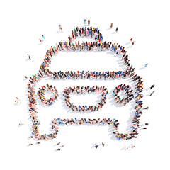 people in the form of a car.