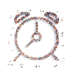 people in the form of an alarm clock.