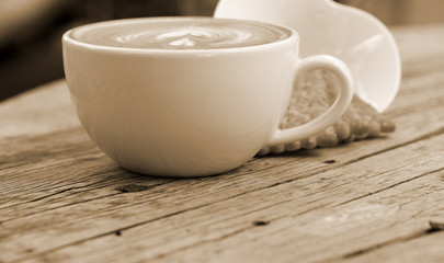 Vintage latte art coffee