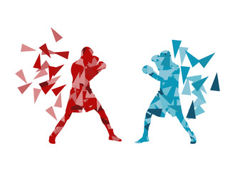Man boxing fight facing each other in match vector background co - obrazy, fototapety, plakaty