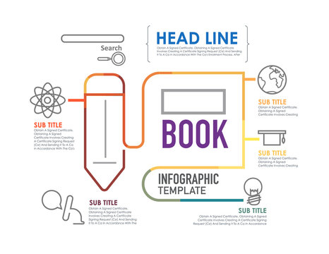 Flat linear Infographic Education template.Vector Illustration.