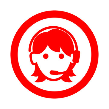 Icono redondo teleoperadora rojo
