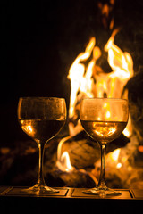 Two Wine Glasses Fire