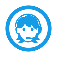Icono redondo teleoperadora azul