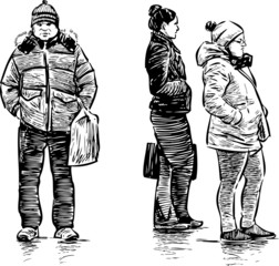 citizens at the bus stop