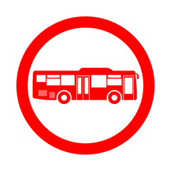 Icono redondo autobus lateral rojo