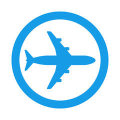 Icono redondo avion azul