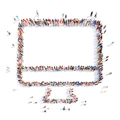 People in the shape of a monitor.