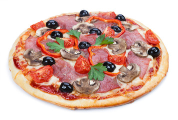 The pizza isolated on white background