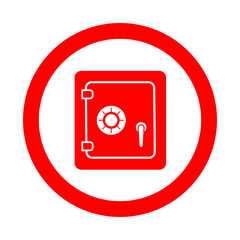Icono redondo caja de seguridad rojo - obrazy, fototapety, plakaty