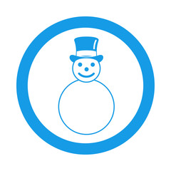 Icono redondo hombre de nieve azul