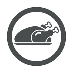 Icono redondo pollo asado gris.