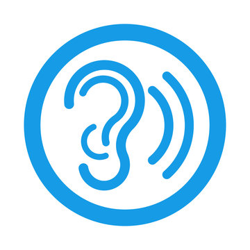 Icono redondo escuchar azul