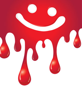 Vector of Dripping blood with smiley face cartoon for background