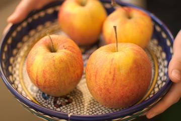 Fresh red apples in natural light