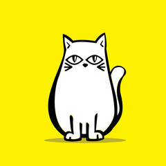 Vector of Cute White Chubby Cat
